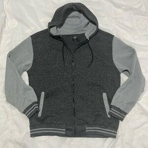 Too Men's Charcoal and Light Gray Zip-Up Hoodie